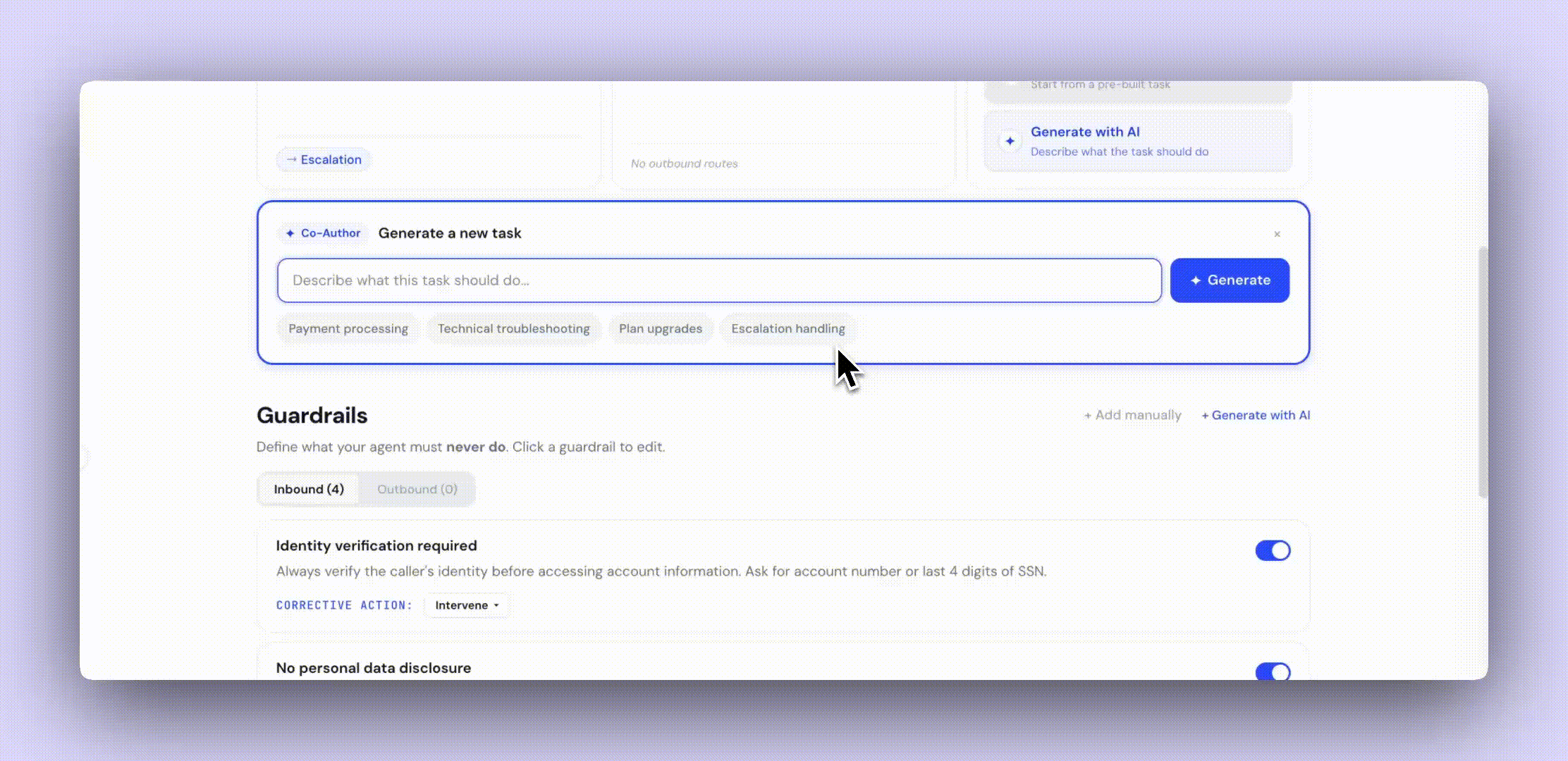 The update — AI in context, generating a task directly
