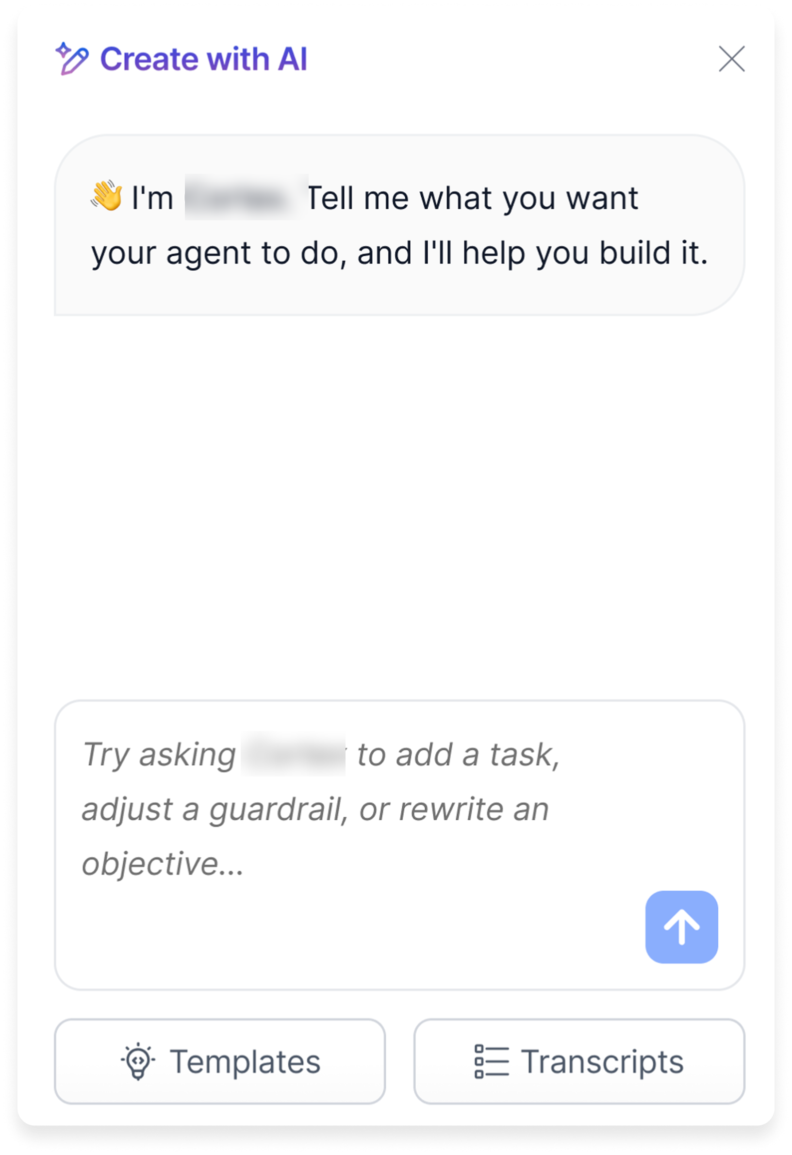 Create with AI — the chat panel