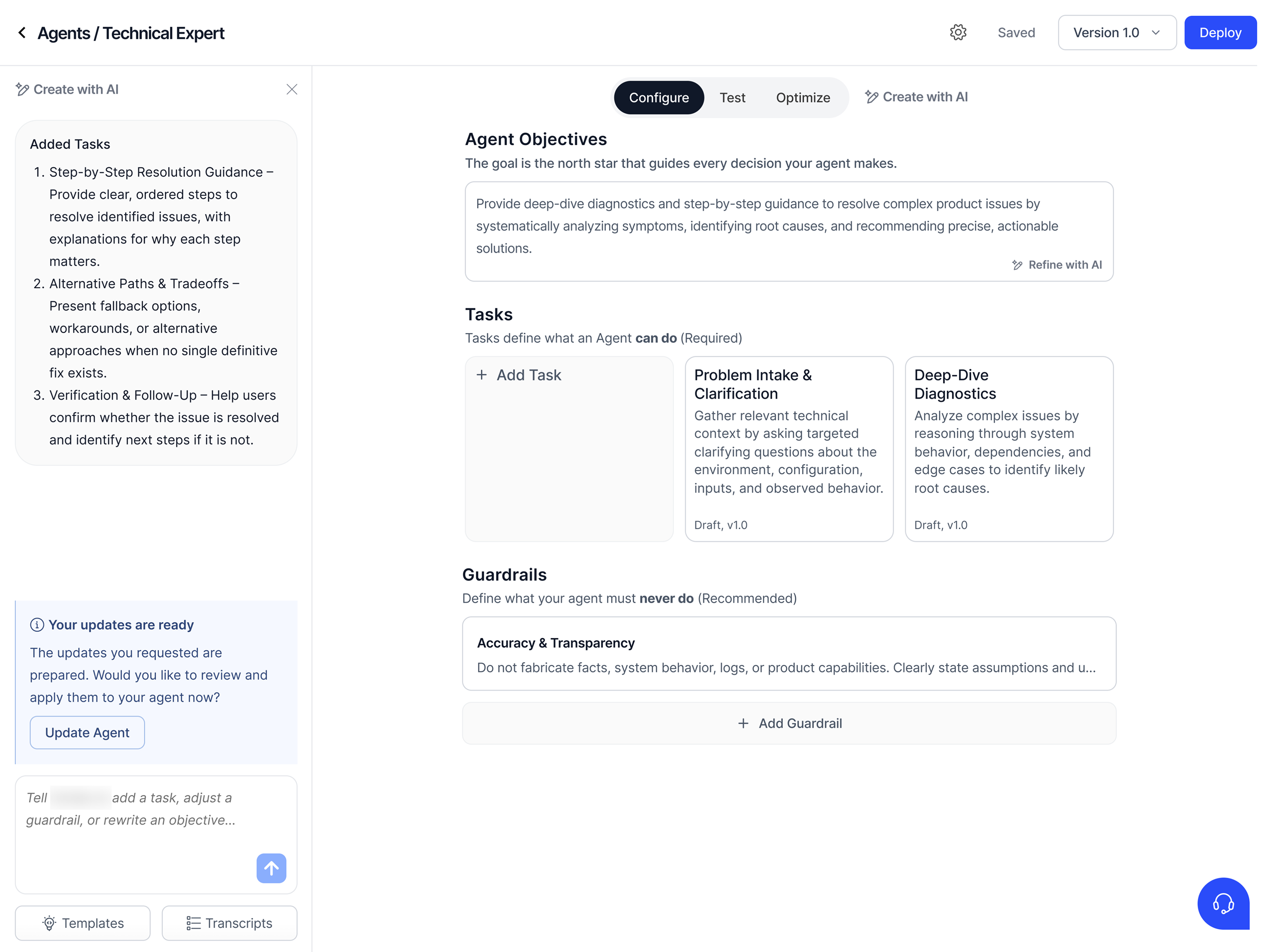 Your updates are ready — the builder reviews before applying
